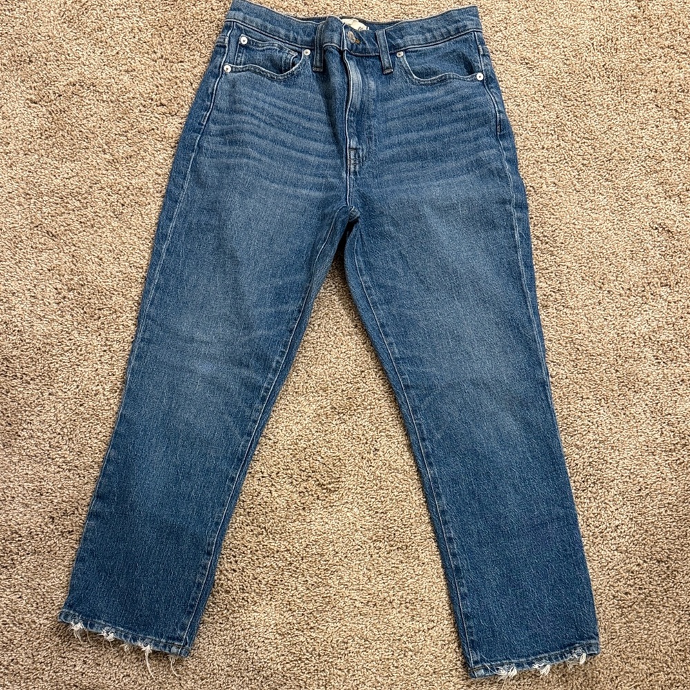 Madewell Classic Blue High Rise Slim Crop Boyjean Fit Jeans